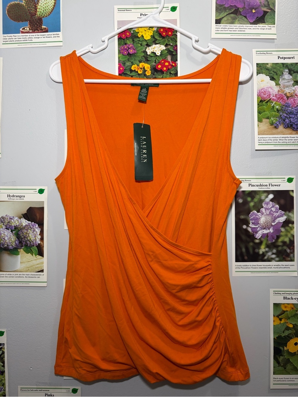 Ralph Lauren Orange Faux-Wrap Sleeveless Tank Top